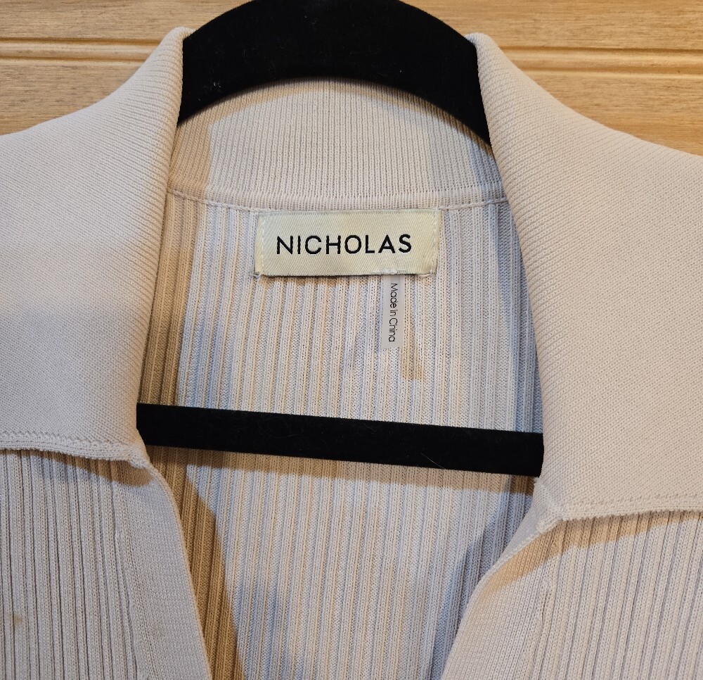 NICHOLAS Ribbed Button-Front Mini Dress in Light Beige - Picture 6 of 6